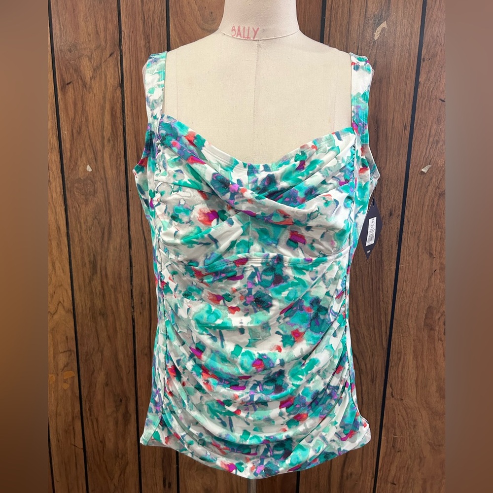 NEW!! Women's Ava & Viv Batik Shirred Tankini Top